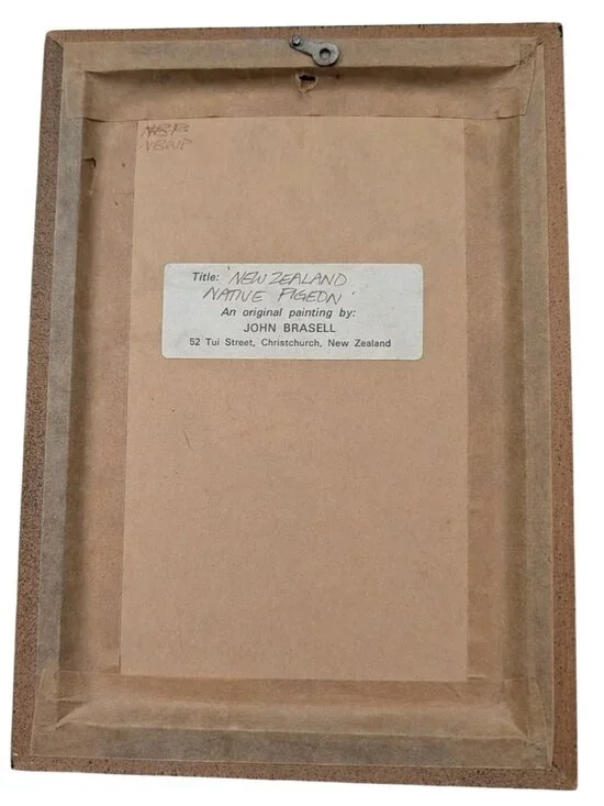 Vintage Framed NZ Pigeon Art John Russell 8.5"x6" Wood Frame bird Rustic Quirky - Picture 2 of 14